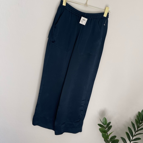 CLUB MONACO Satin “Pijama” Wide Leg Lounge Pants In Blueberry Sz XS NWT - Picture 3 of 9